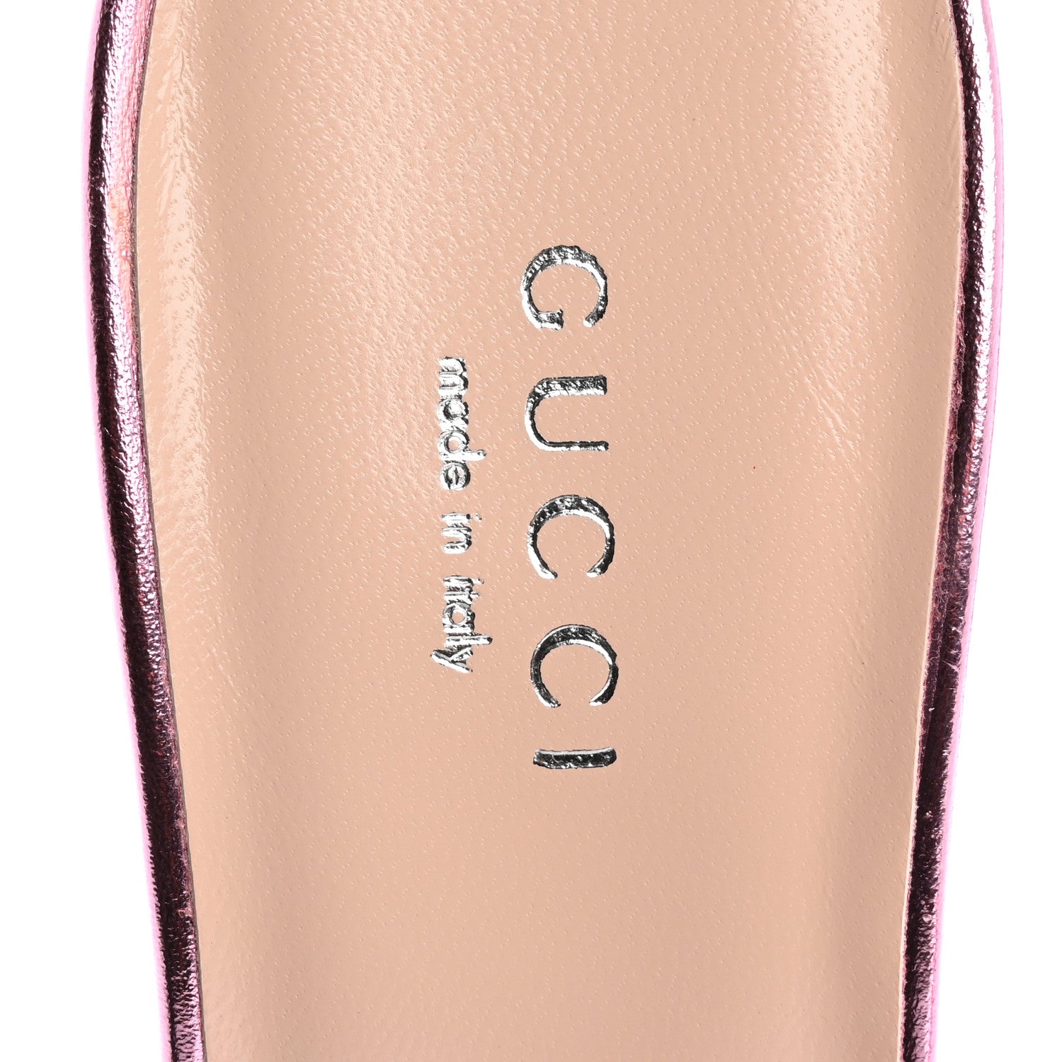 Gucci Metallic Nappa Crawford Knot Mid Heel Slide Sandals 37 Rosa 7 of 9