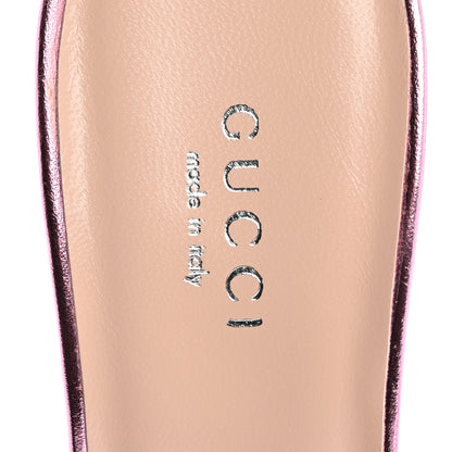 Gucci Metallic Nappa Crawford Knot Mid Heel Slide Sandals 37 Rosa 7 of 9