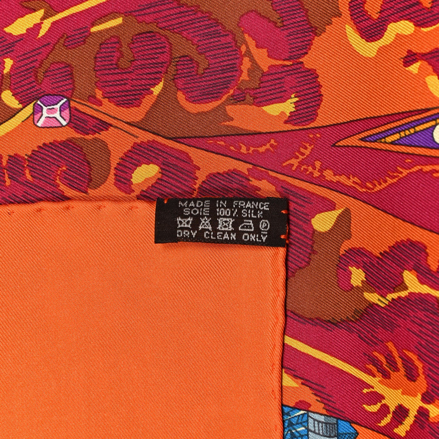 Silk Voyage En Etoffes Scarf 90 Orange Violet Jaune