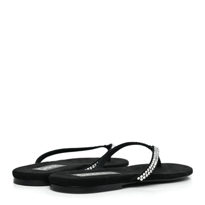 Chanel Suede Kidskin Strass CC Thong Sandals 40 Black 5 of 9