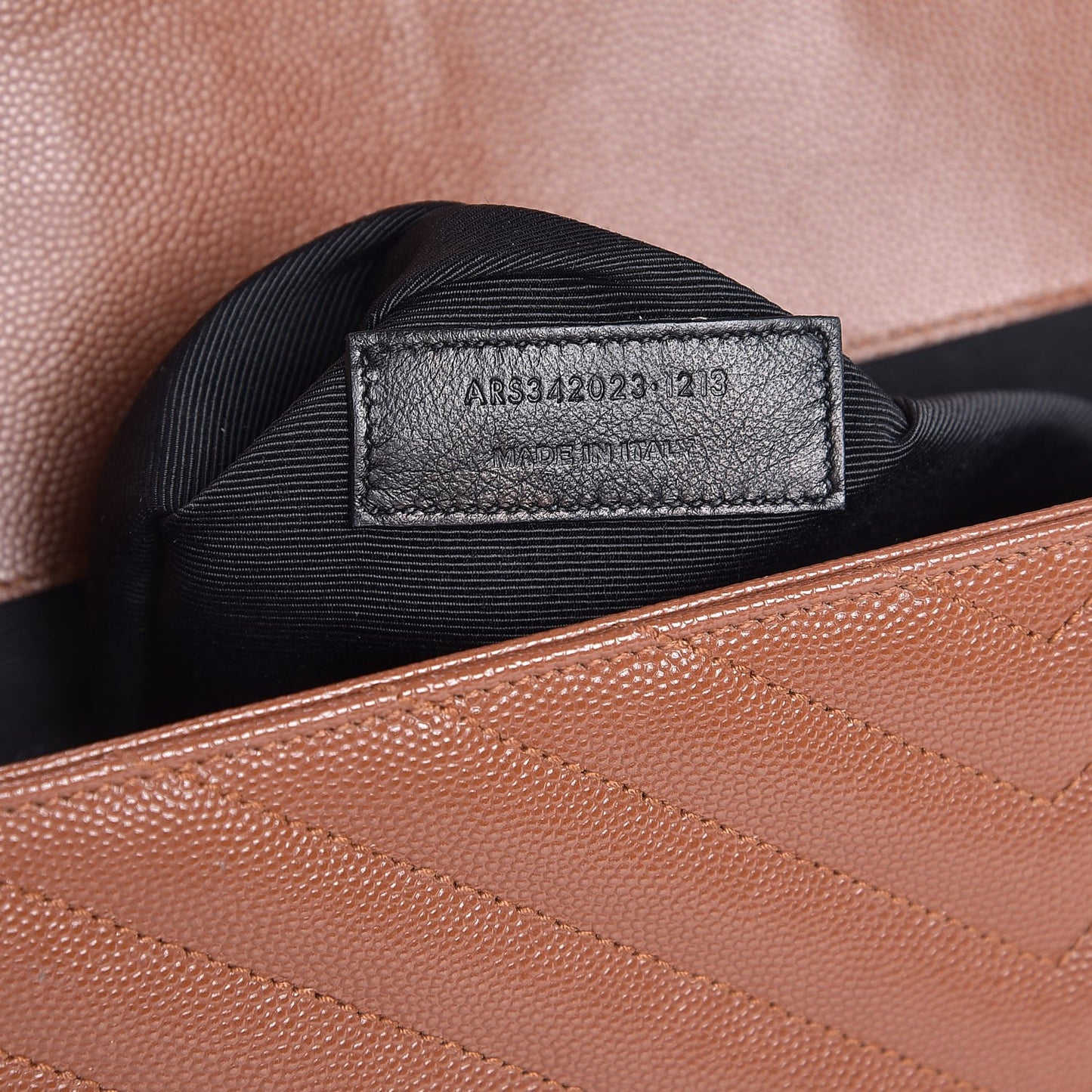 Grain De Poudre Matelasse Chevron Large Monogram Satchel Brown