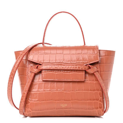 Celine Calfskin Crocodile Embossed Nano Belt Bag Lychee 1 of 9