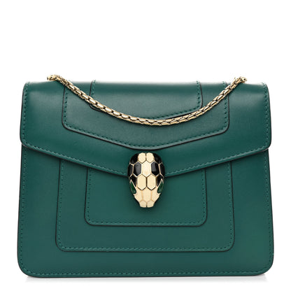 Bulgari Calfskin Small Serpenti Forever Snake Strap Crossbody Bag Emerald Green 1 of 13