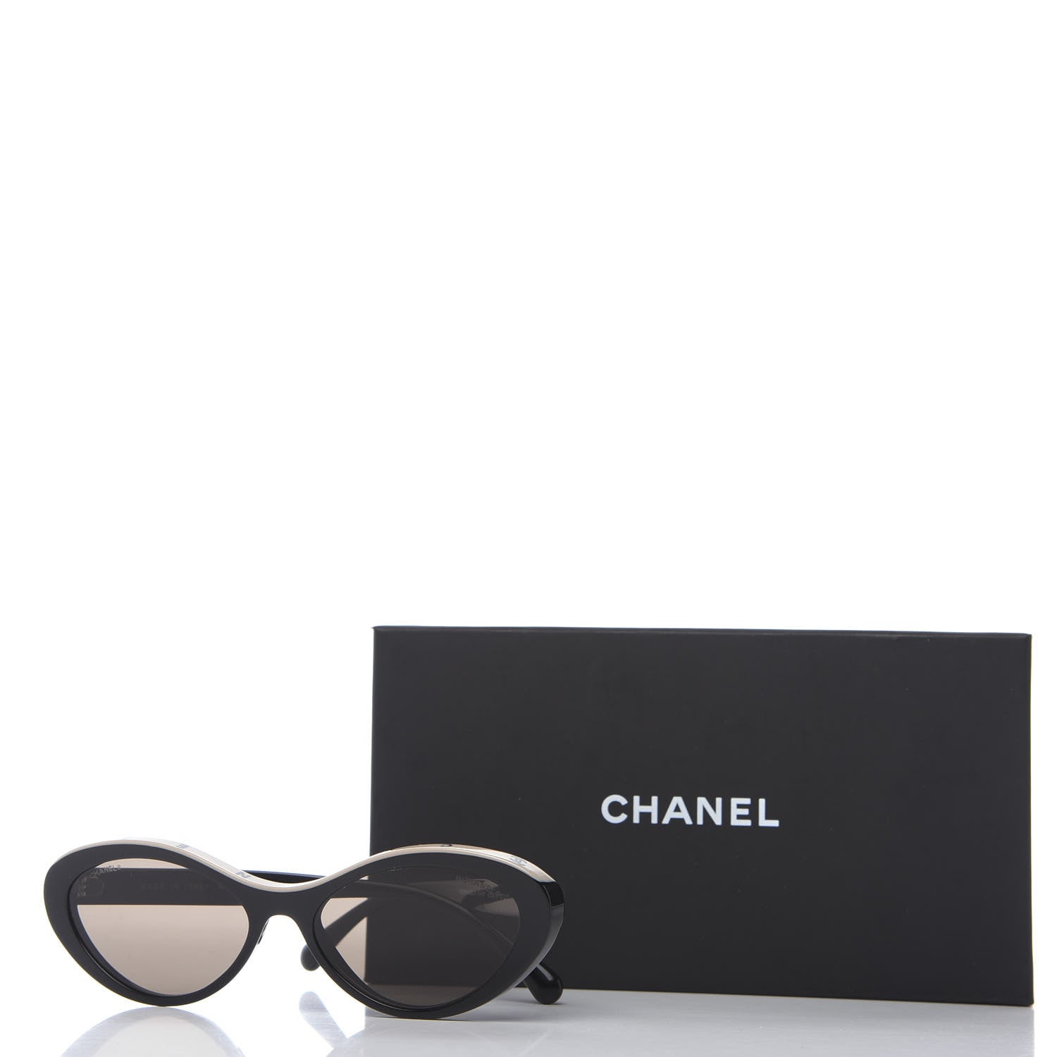 Chanel Acetate Oval Sunglasses 5416 Black Beige 8 of 8