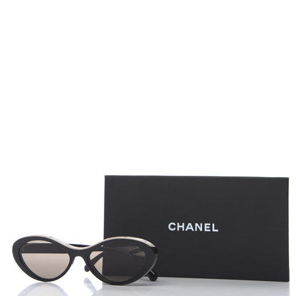 Chanel Acetate Oval Sunglasses 5416 Black Beige 8 of 8