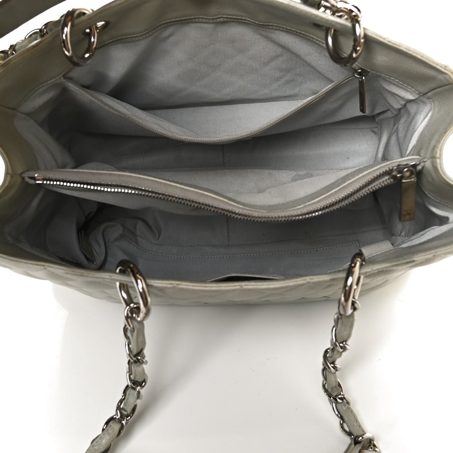 Caviar Quilted Grand Shopping Tote GST Light Grey