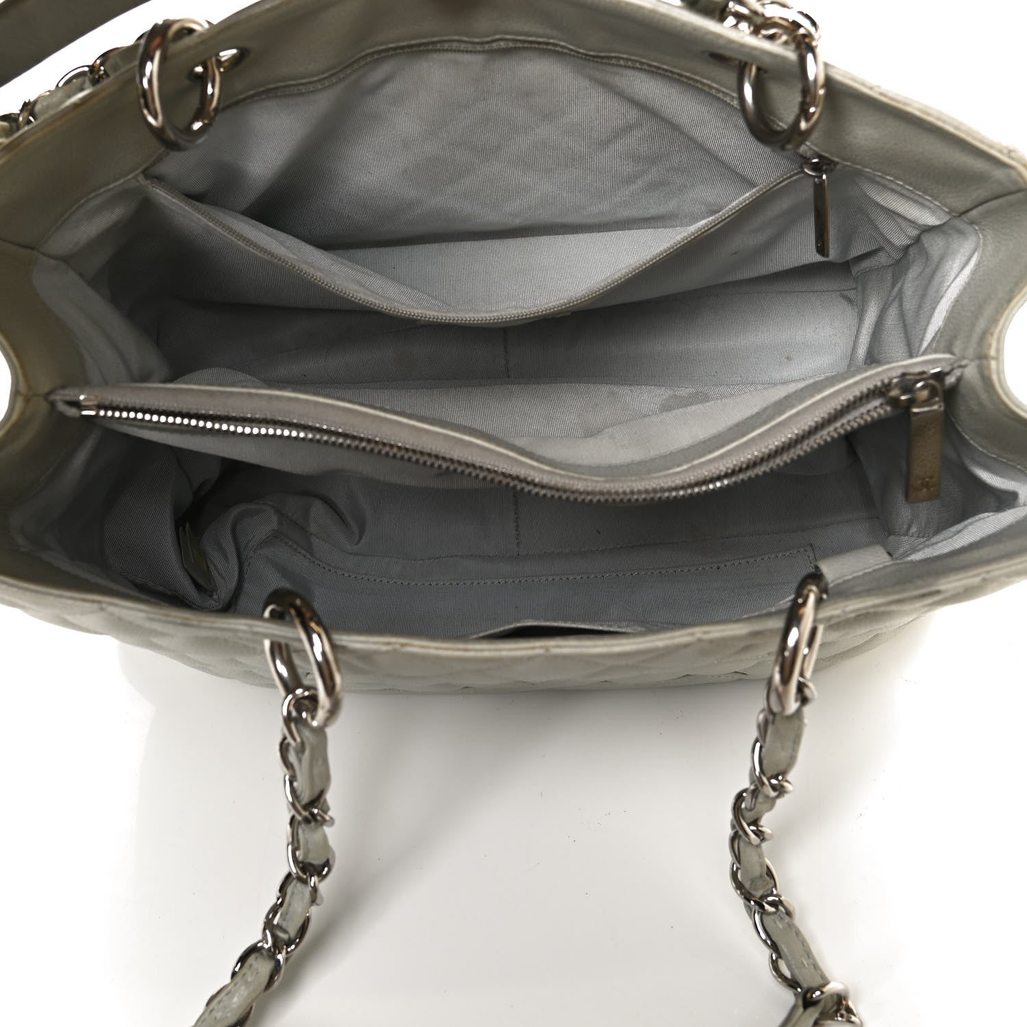 Chanel Caviar Quilted Grand Shopping Tote GST Light Grey 5 of 12