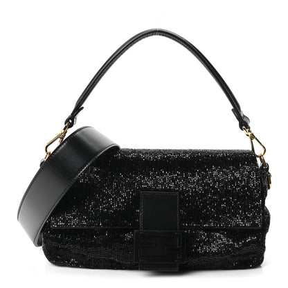 Fendi Beaded Baguette Black 1 of 8