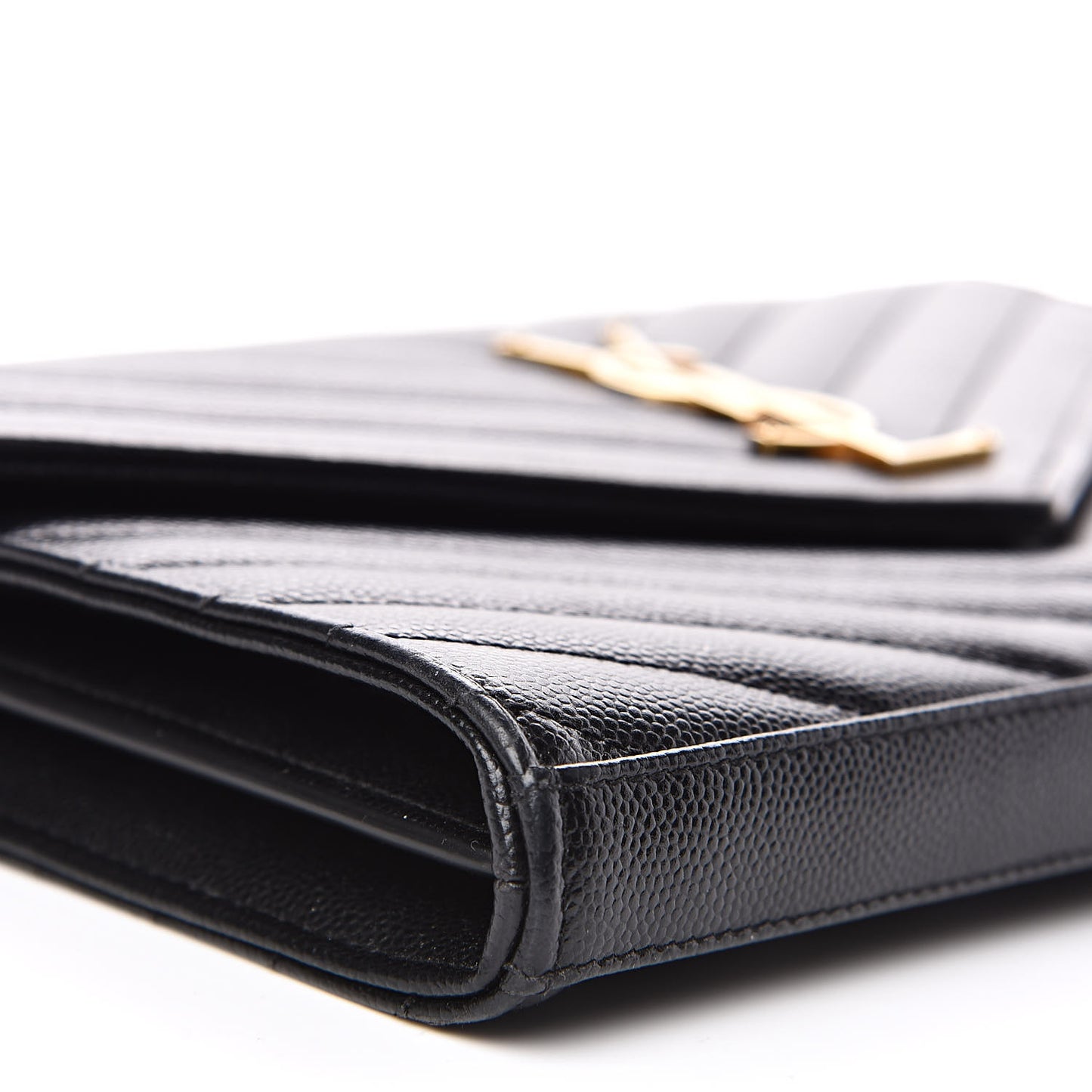 Grain De Poudre Matelasse Chevron Monogram Chain Wallet Black