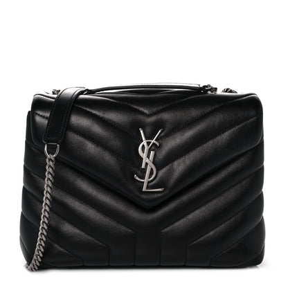 Saint Laurent Calfskin Y Quilted Monogram Small Loulou Chain Satchel Black 1 of 8