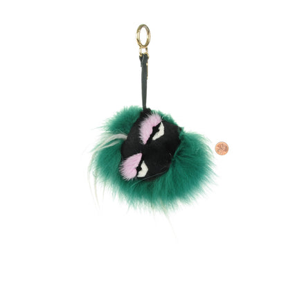 Fendi Fox Rabbit Goat Mink Fur Vitello Flamingo Minty Monster Bag Bug Charm Green Apple Multicolor 2 of 4