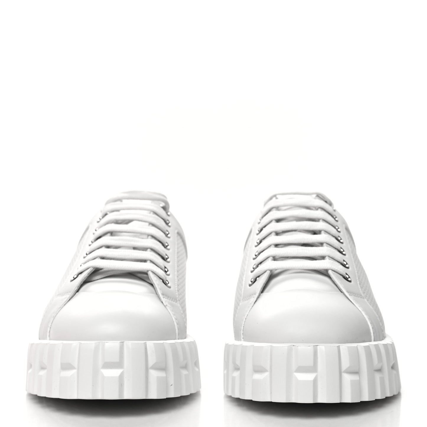Perforated Calfskin Cross Sneakers 35 White