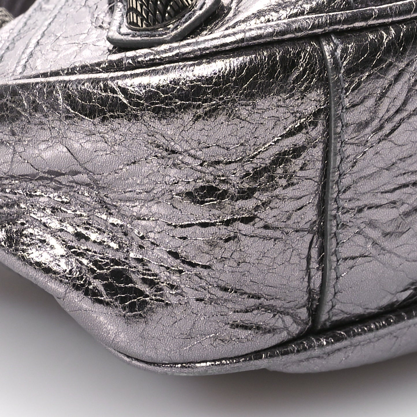 Metallic Agneau Arena Le Cagole Shoulder Bag XS Silver