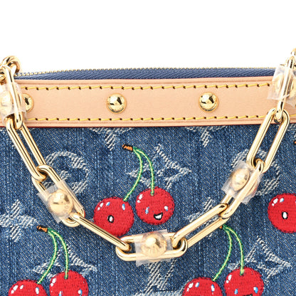 Louis Vuitton LV X TM Monogram Denim Cerises Pochette Accessories Blue 7 of 9
