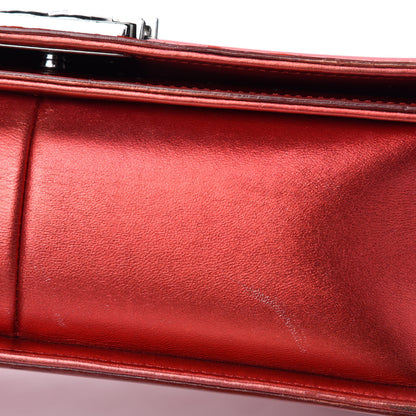 Chanel Metallic Patent Calfskin Quilted Medium Boy Flap Red 8 of 20