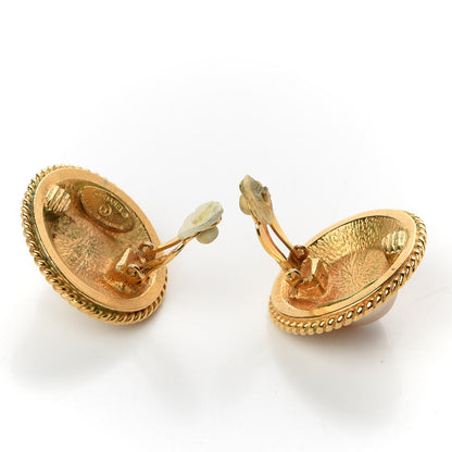 Chanel Pearl Crystal Round Clip On Earrings Gold 4 of 4