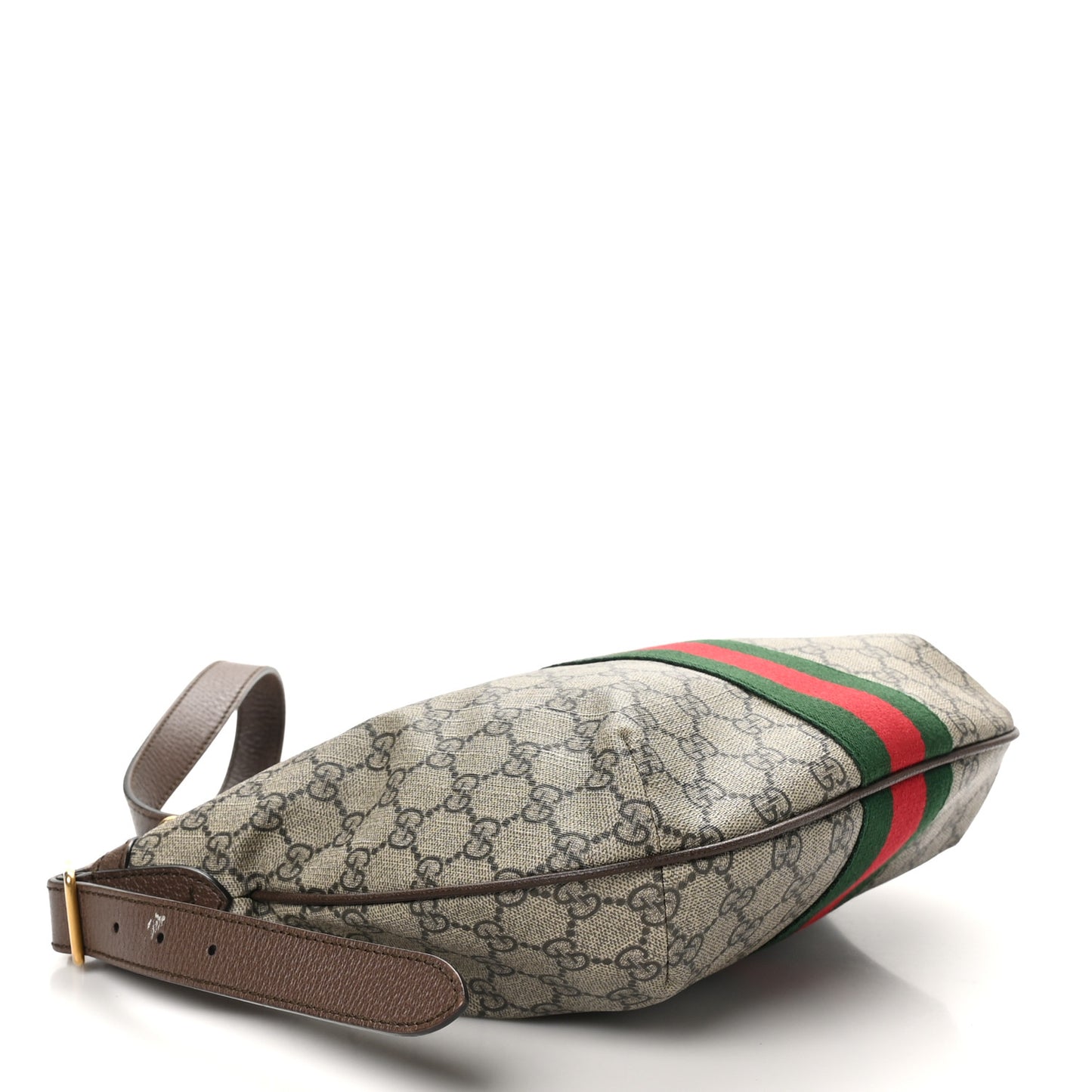 GG Supreme Monogram Web Small Ophidia Half Moon Hobo Brown