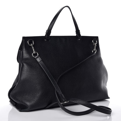 Gucci Pebbled Calfskin Large Bamboo Daily Top Handle Bag Black 4 of 19