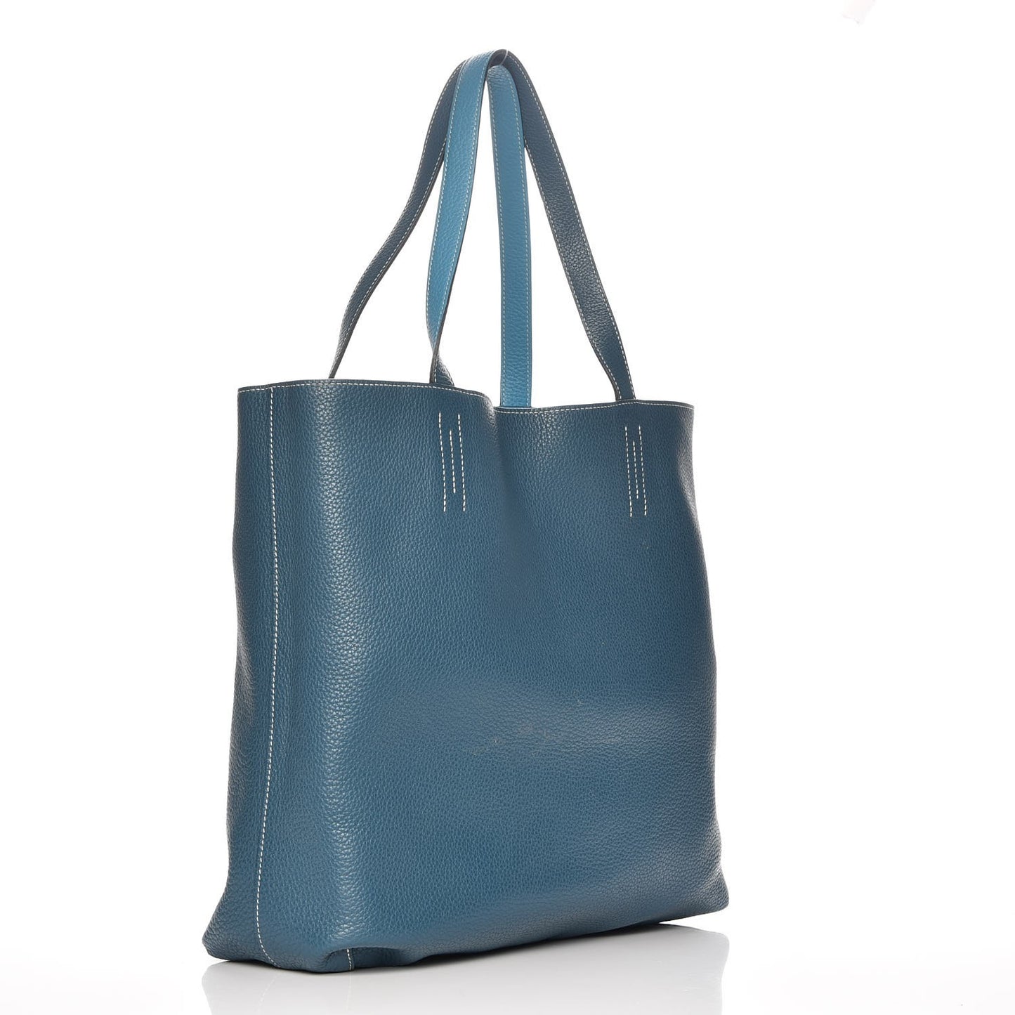 Taurillon Clemence Double Sens 36 Reversible Tote Turquoise Mallard