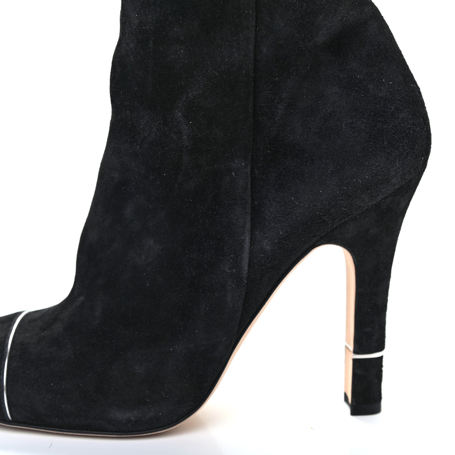 Chanel Suede Calfskin CC Cap Toe Knee High Boots 38 Black 10 of 10