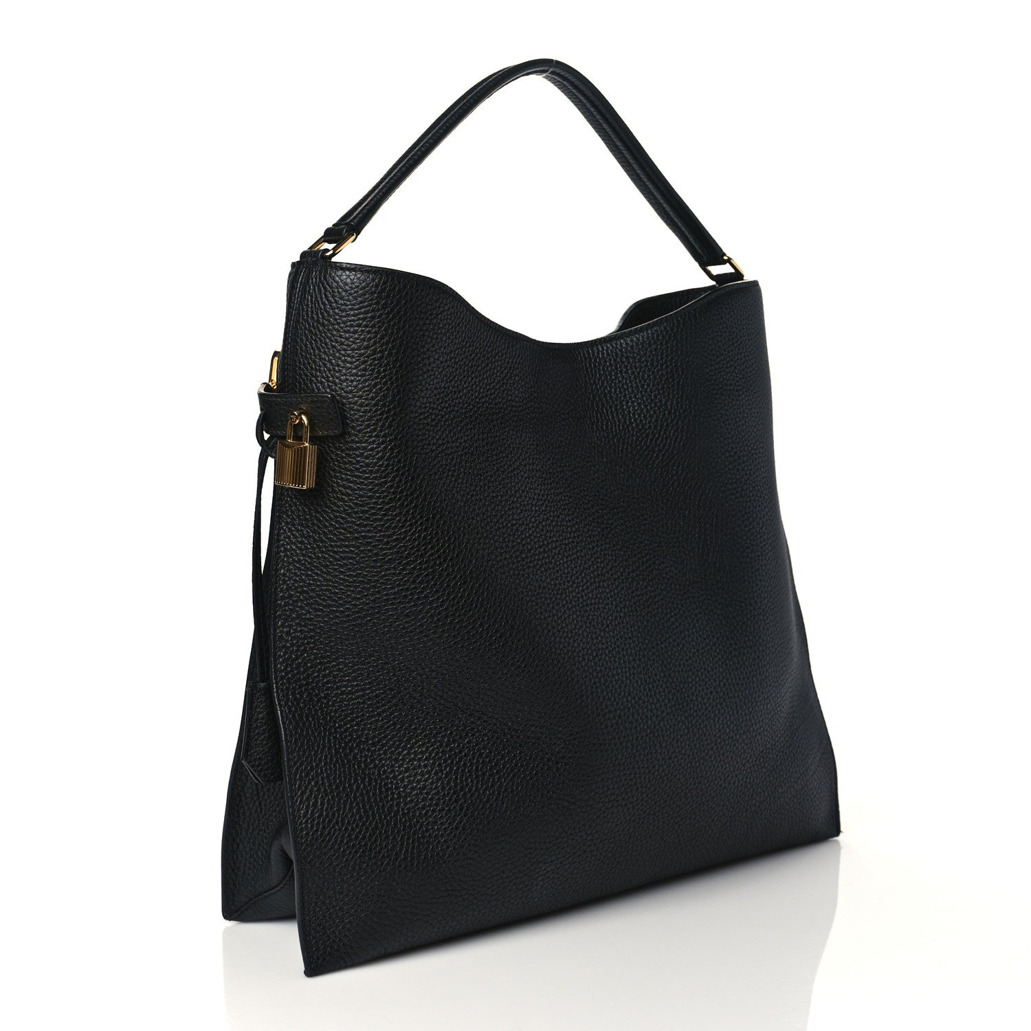 Tom Ford Pebbled Calfskin Small Alix Padlock Zip Hobo Bag Black 4 of 10
