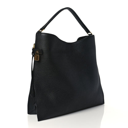 Tom Ford Pebbled Calfskin Small Alix Padlock Zip Hobo Bag Black 4 of 10