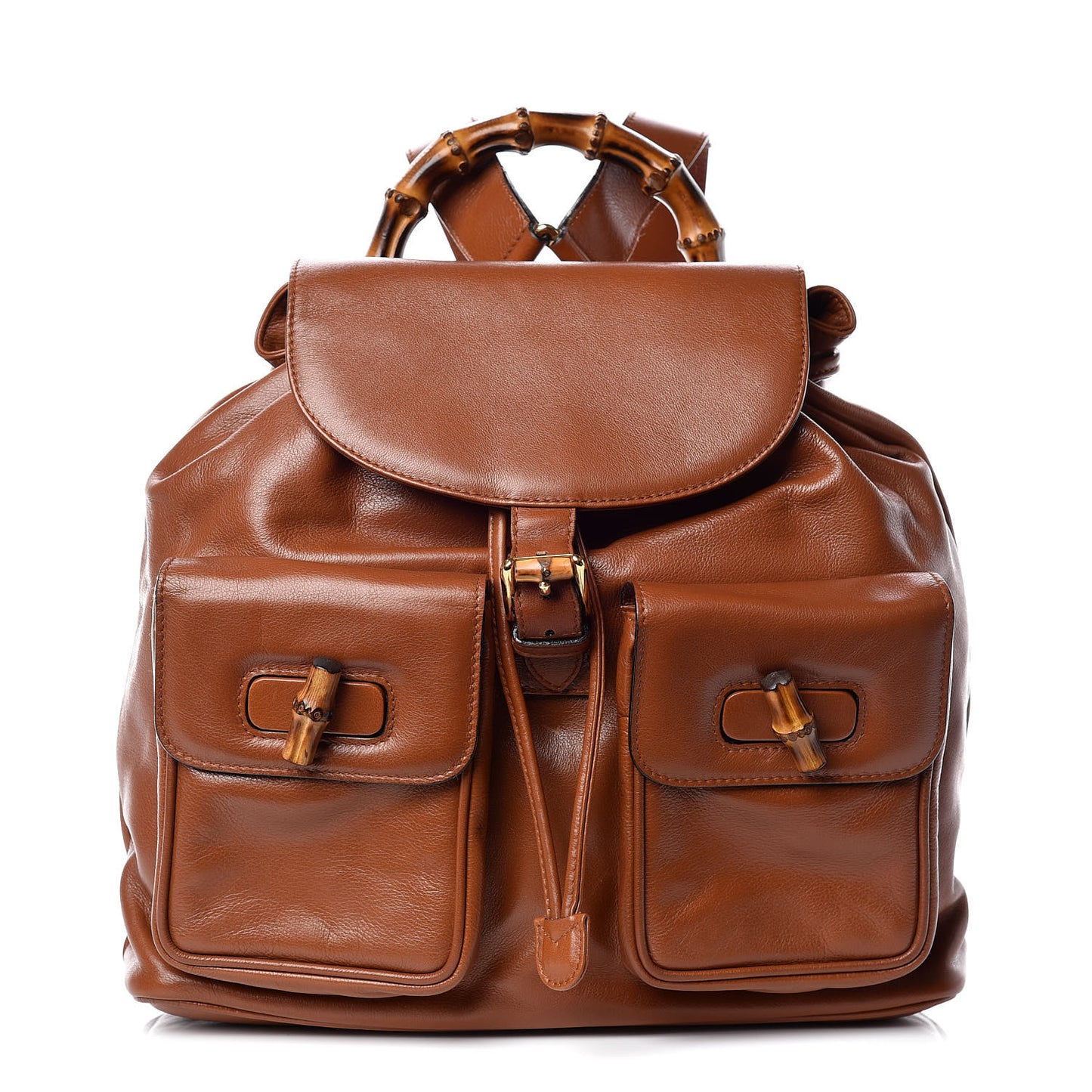 Calfskin Bamboo Backpack Brown