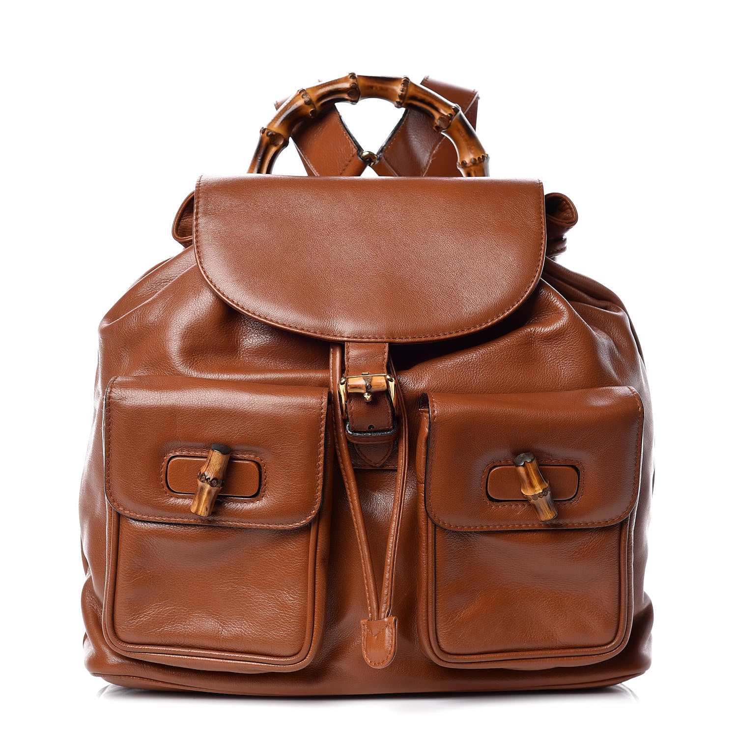 Gucci Calfskin Bamboo Backpack Brown 1 of 27