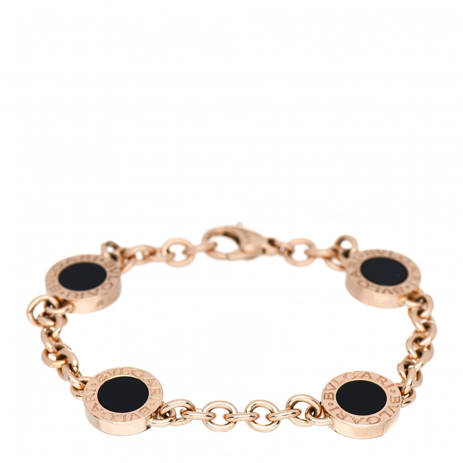 Bulgari 18K Rose Gold Mother of Pearl Black Onyx BVLGARI BVLGARI Four Station Bracelet 3 of 5