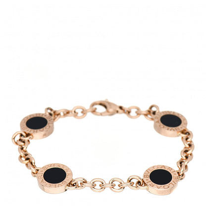 Bulgari 18K Rose Gold Mother of Pearl Black Onyx BVLGARI BVLGARI Four Station Bracelet 3 of 5