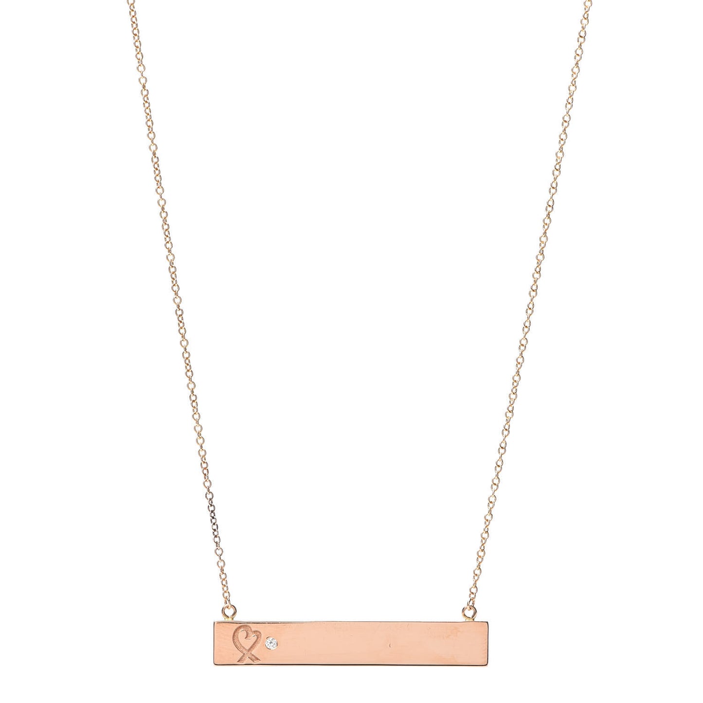 18K Rose Gold Diamond Paloma Picasso Loving Heart Bar Pendant Necklace
