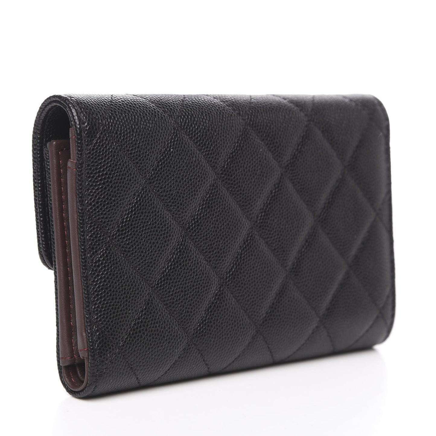 Caviar Quilted Small Flap Wallet Black