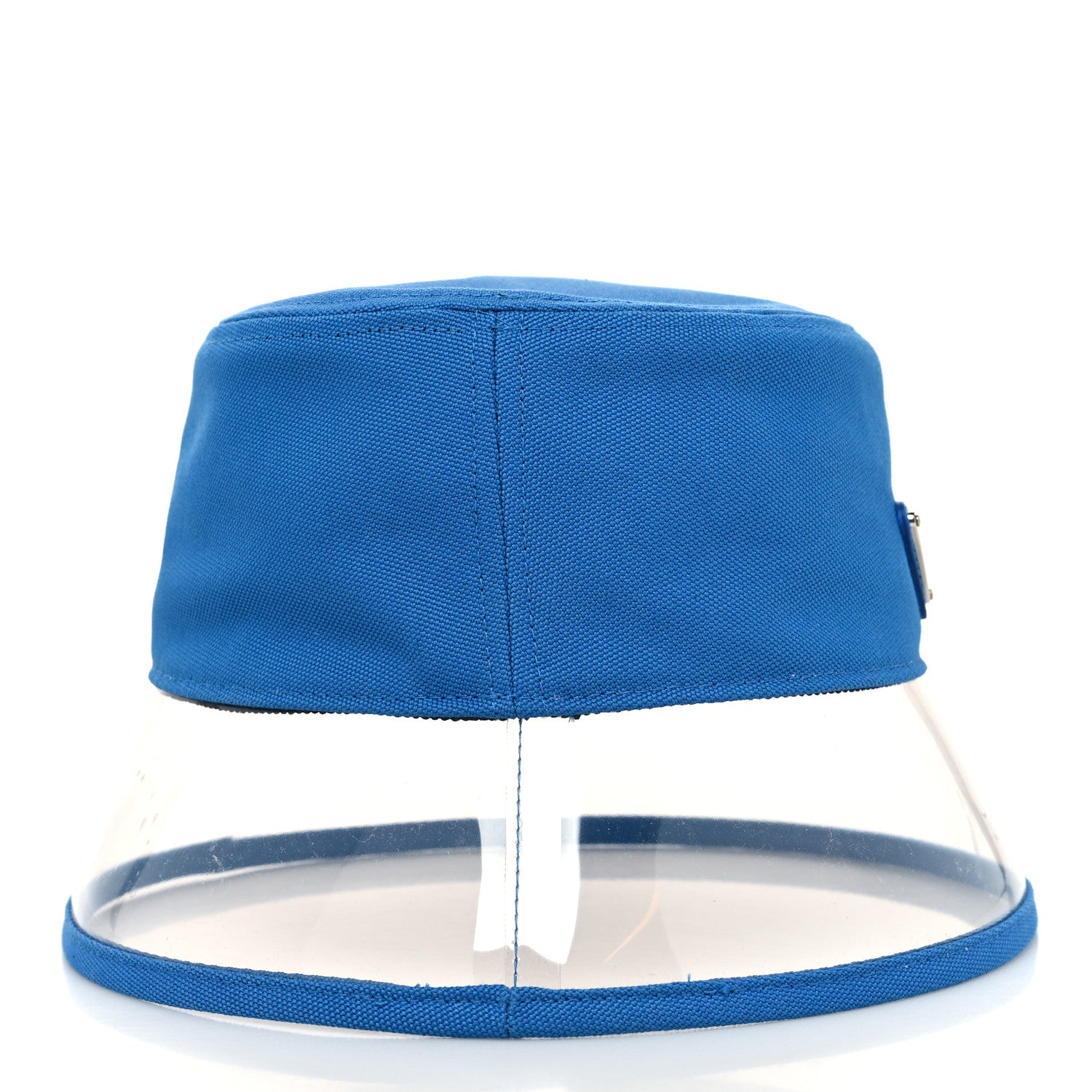Prada Canapa PVC Metal Triangle Logo Womens Bucket Hat M Blue 4 of 7