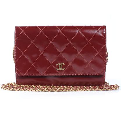 Chanel Patent Quilted Wallet On Chain WOC Red 1 of 8