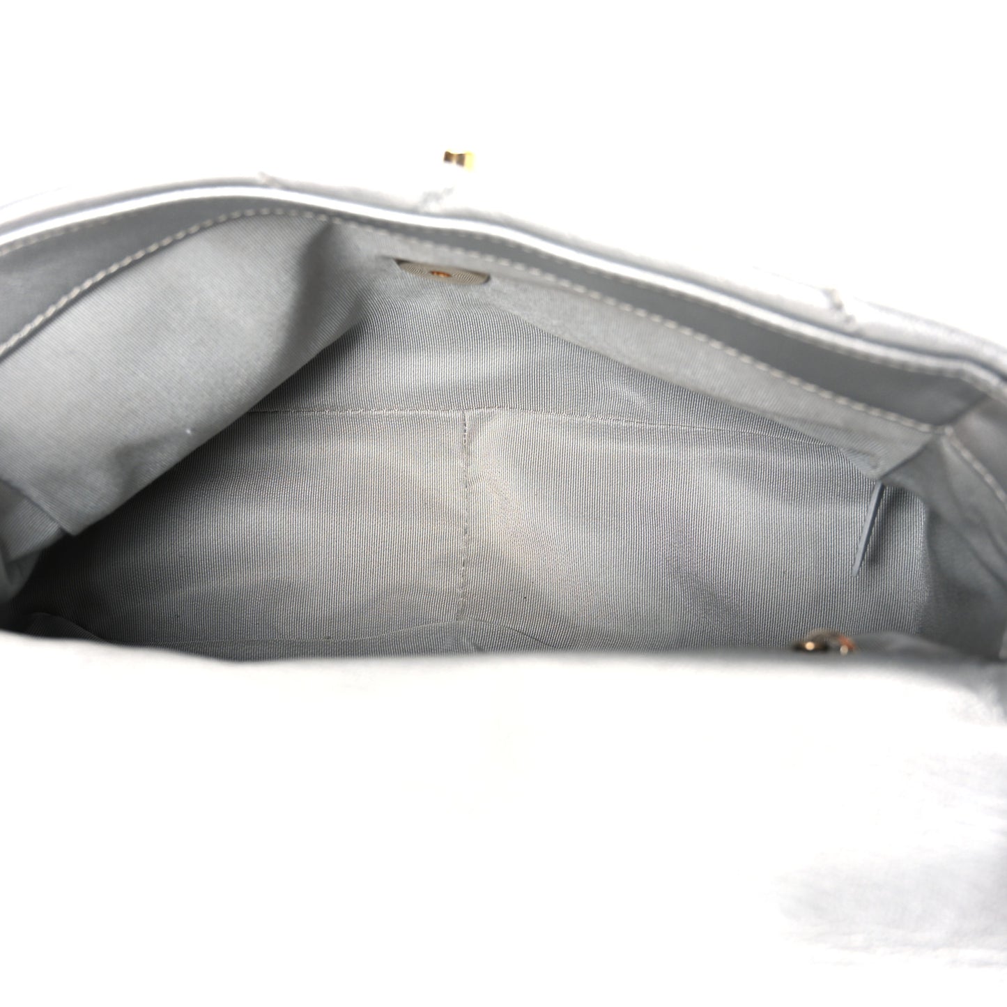 Metallic Goatskin Quilted Medium Chanel 19 Flap Silver