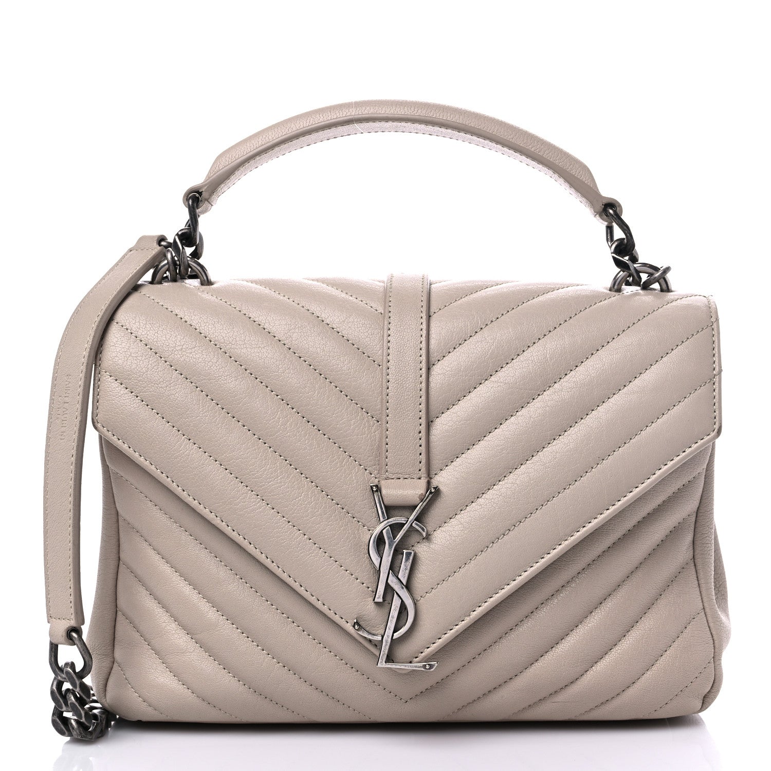 Saint Laurent Sheepskin Matelasse Chevron Monogram Medium College Bag Rose Antic 1 of 17