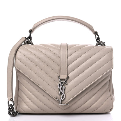 Saint Laurent Sheepskin Matelasse Chevron Monogram Medium College Bag Rose Antic 1 of 17