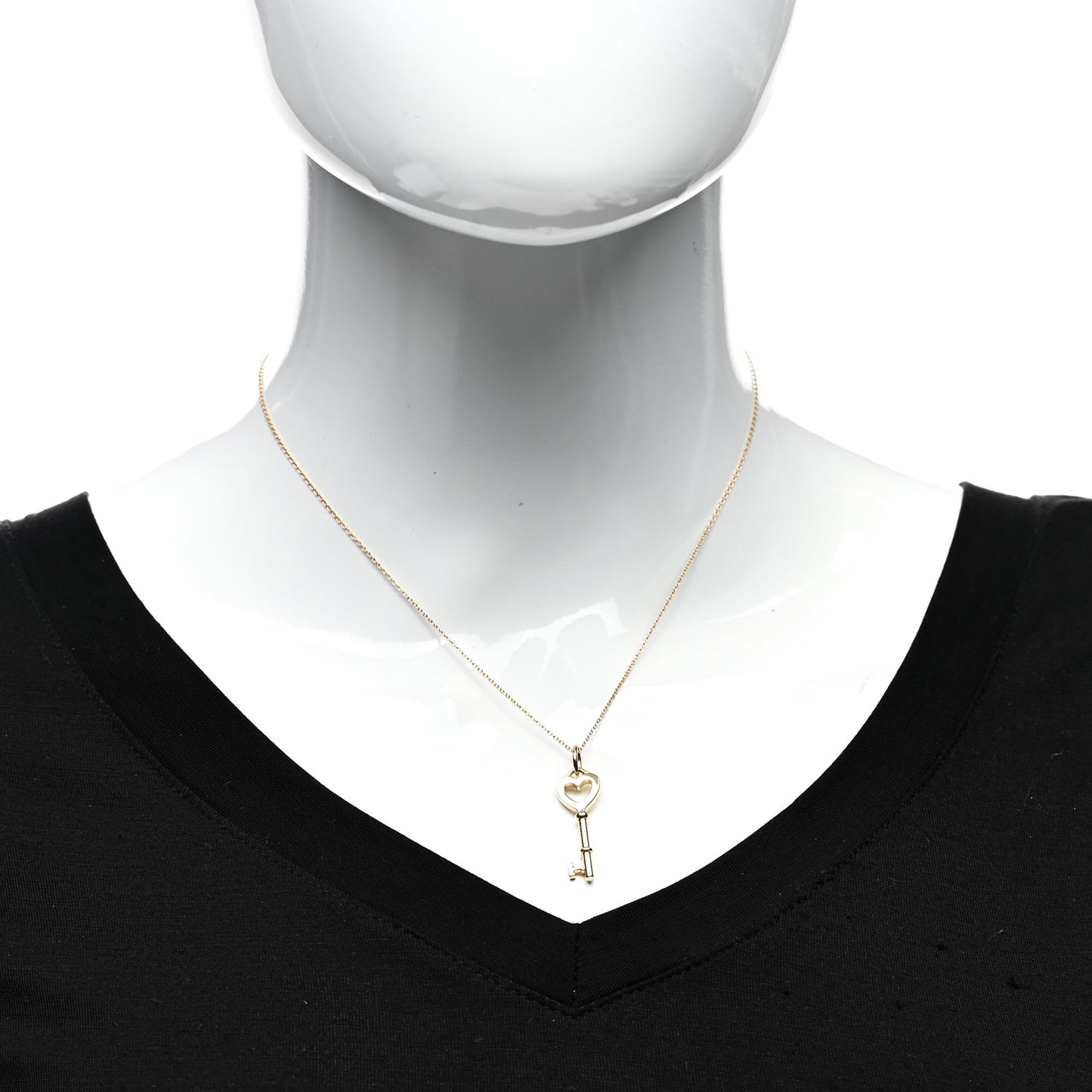 18K Yellow Gold Mini Heart Key Pendant Necklace