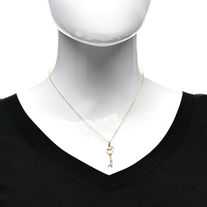Tiffany 18K Yellow Gold Mini Heart Key Pendant Necklace 2 of 4