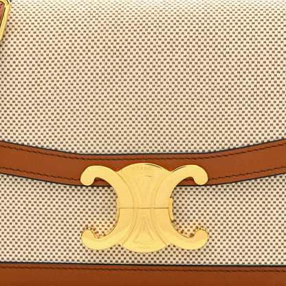 Celine Textile Natural Calfskin Teen Triomphe White Tan 9 of 11