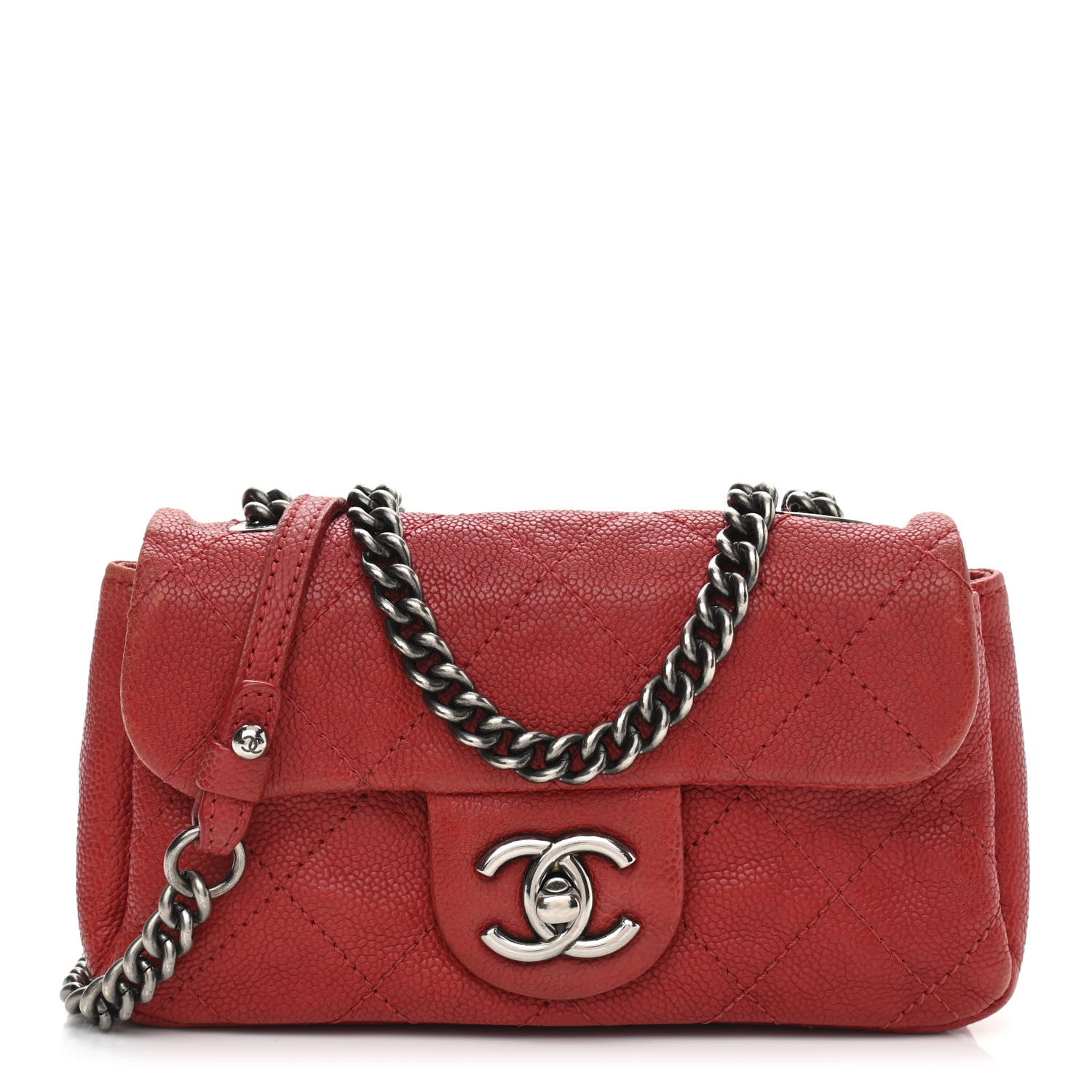 Chanel Caviar Quilted Mini Simply CC Flap Red 1 of 12
