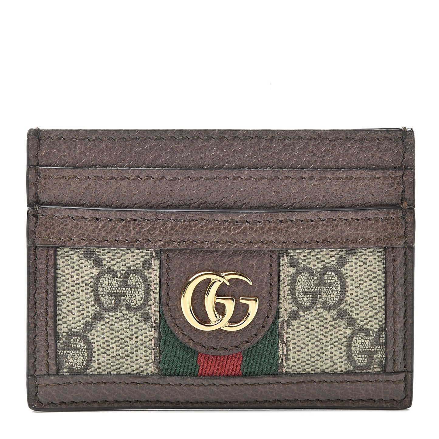 GG Supreme Monogram Ophidia Card Holder Brown