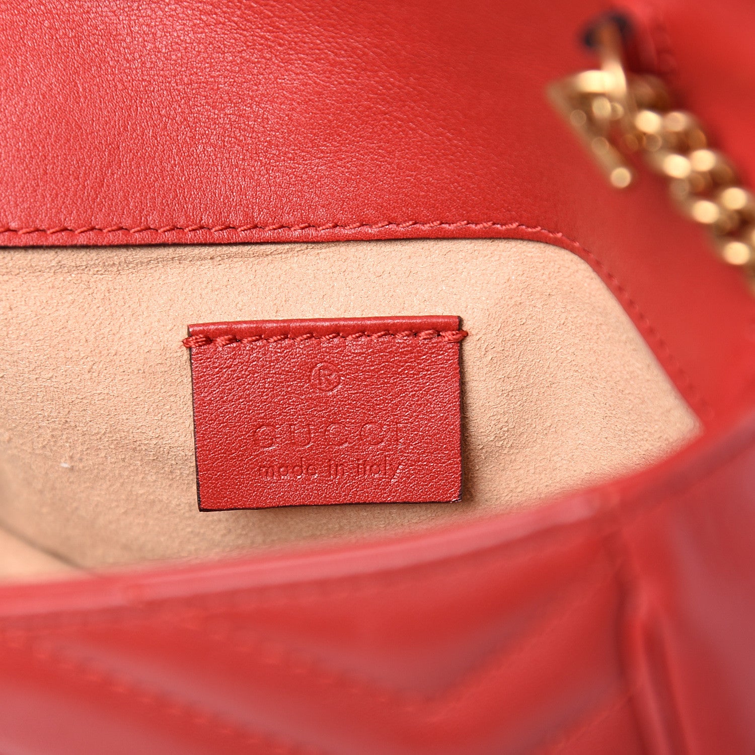Gucci Calfskin Matelasse Super Mini GG Marmont Shoulder Bag Hibiscus Red 5 of 10