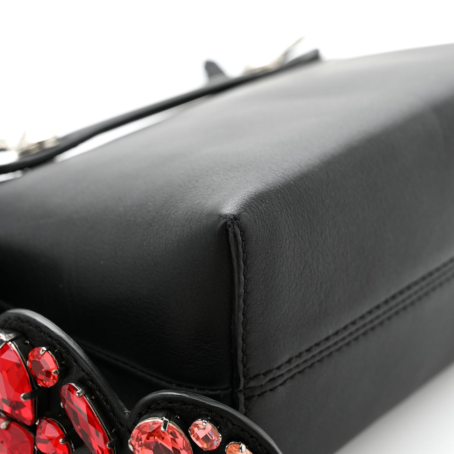 Vitello Dolce Crystal Heart Croc Tail Mini By The Way Boston Bag Black Rosso
