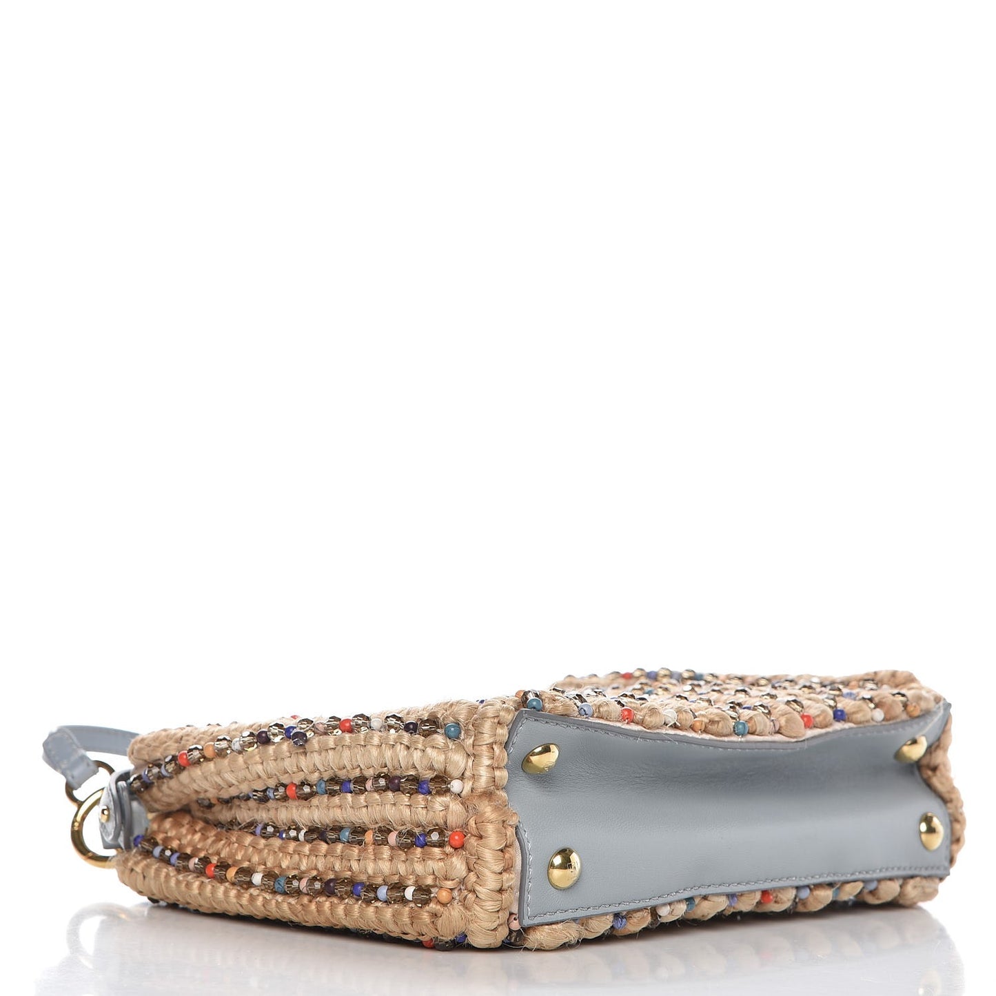 Jute Nappa Beaded Mini Peekaboo Iconic Satchel