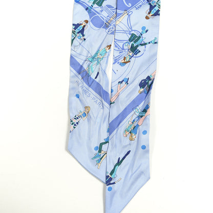 Hermes Silk Ex-Libris Les Parisiennes Twilly Ciel Turquoise Lavender 6 of 6