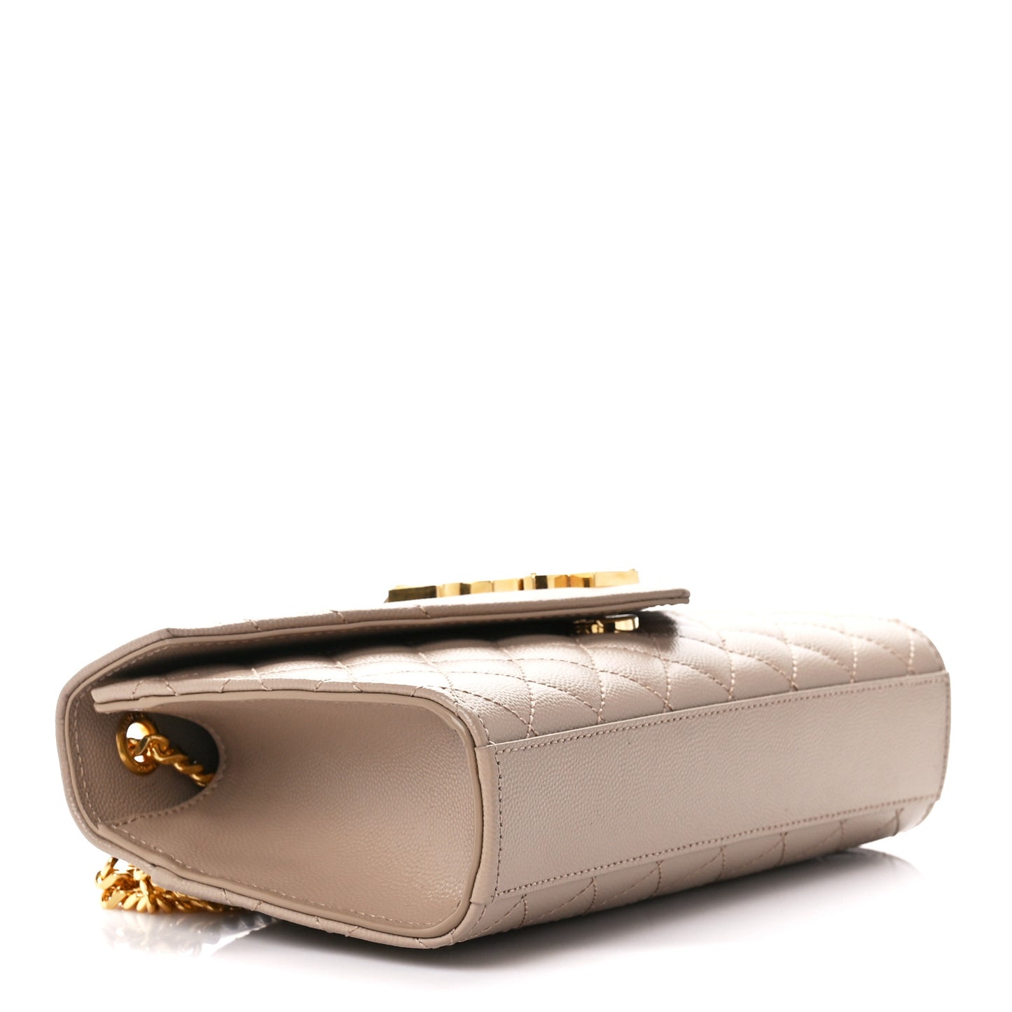 Grain De Poudre Textured Mixed Matelasse Triquilt Small Monogram Satchel Dark Beige