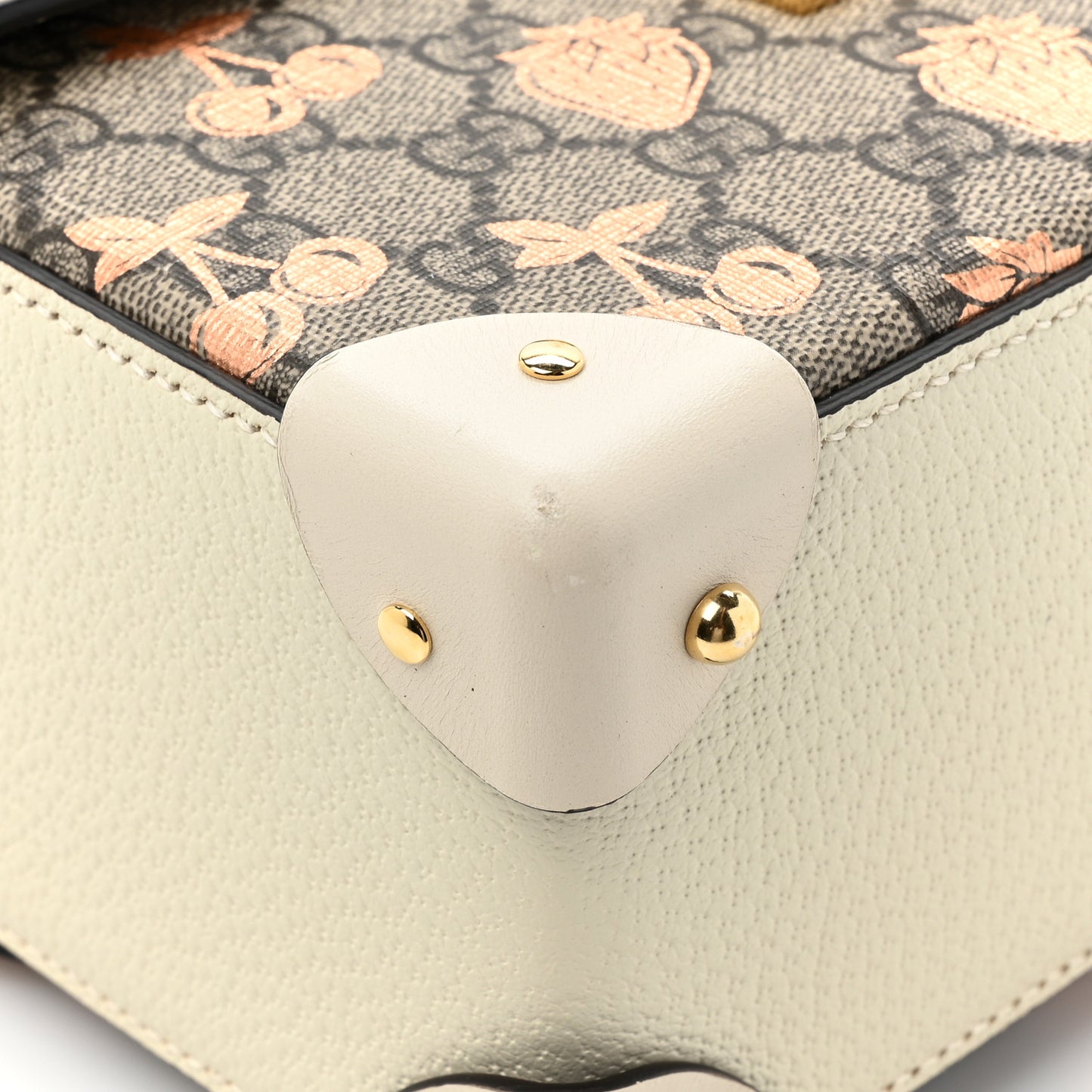GG Supreme Monogram Berry Textured Dollar Calfskin Small Padlock Bamboo Shoulder Bag Beige Ebony Light Copper Mystic White
