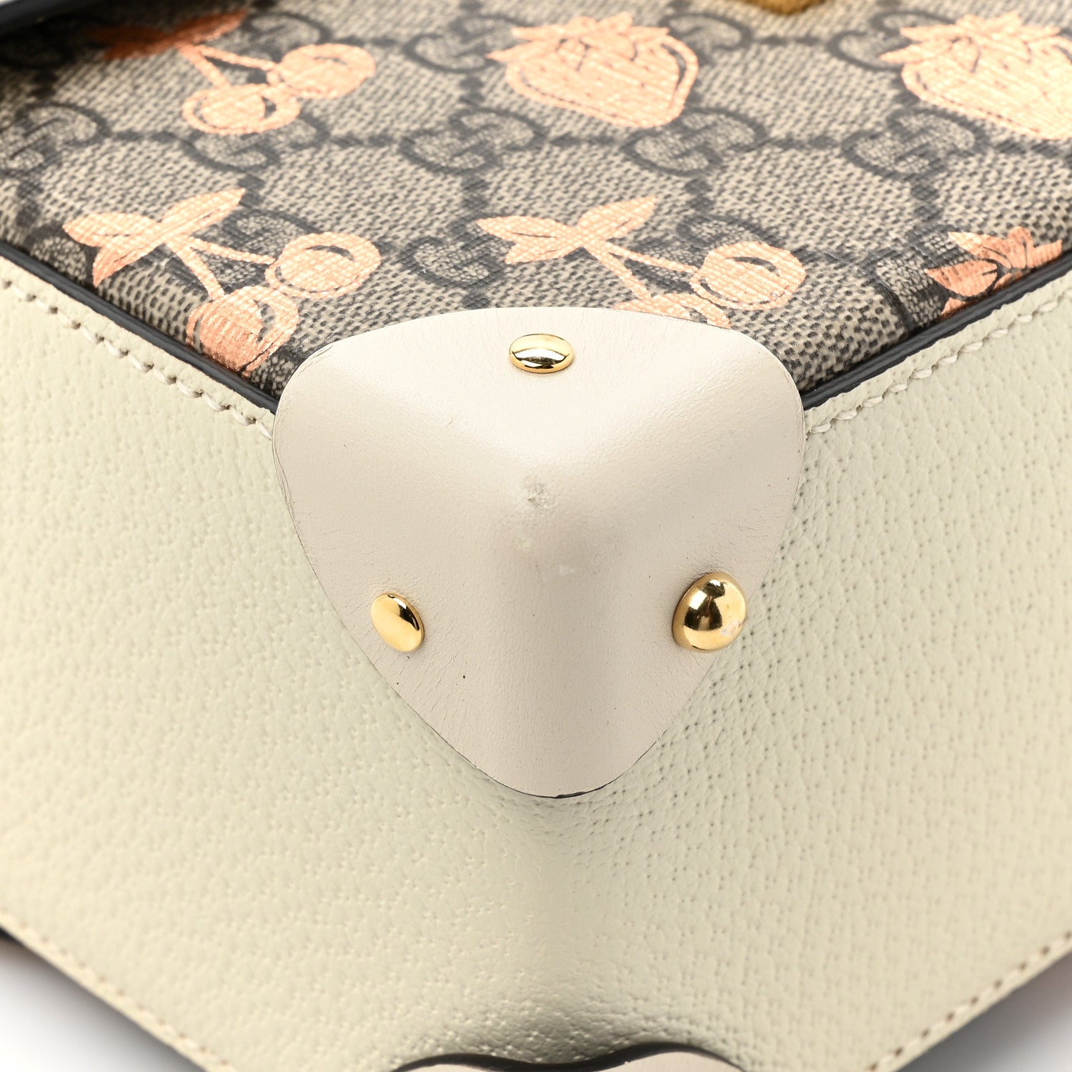 Gucci GG Supreme Monogram Berry Textured Dollar Calfskin Small Padlock Bamboo Shoulder Bag Beige Ebony Light Copper Mystic White 11 of 12