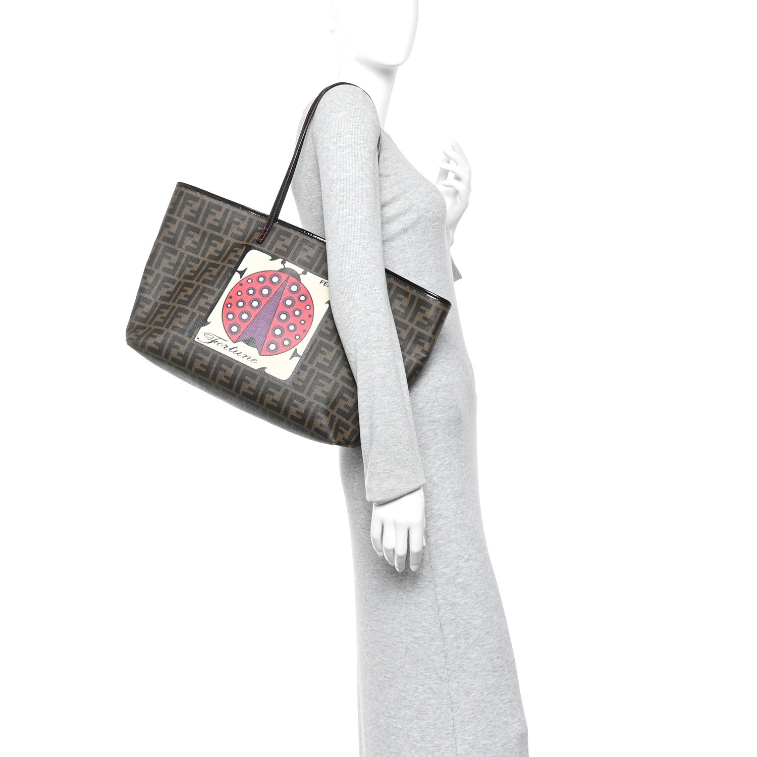 サラブランディ(☆∀☆) Fendi Zucca Spalmati Clover Lady Bug Roll Tote Tobacco 1863843